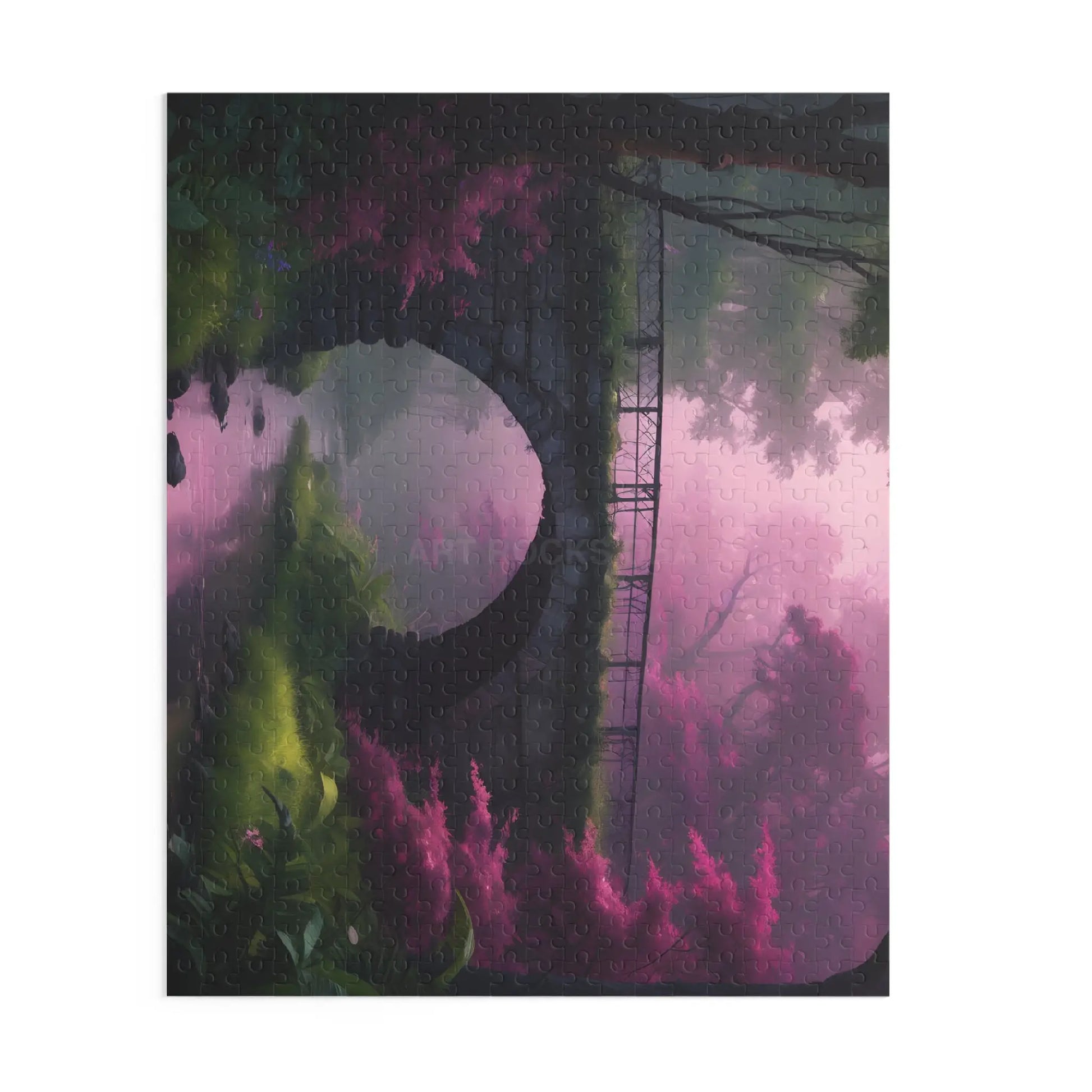 Scenic Pink Bridge Jigsaw Puzzle — (120/252/500 pcs) - Puzzle