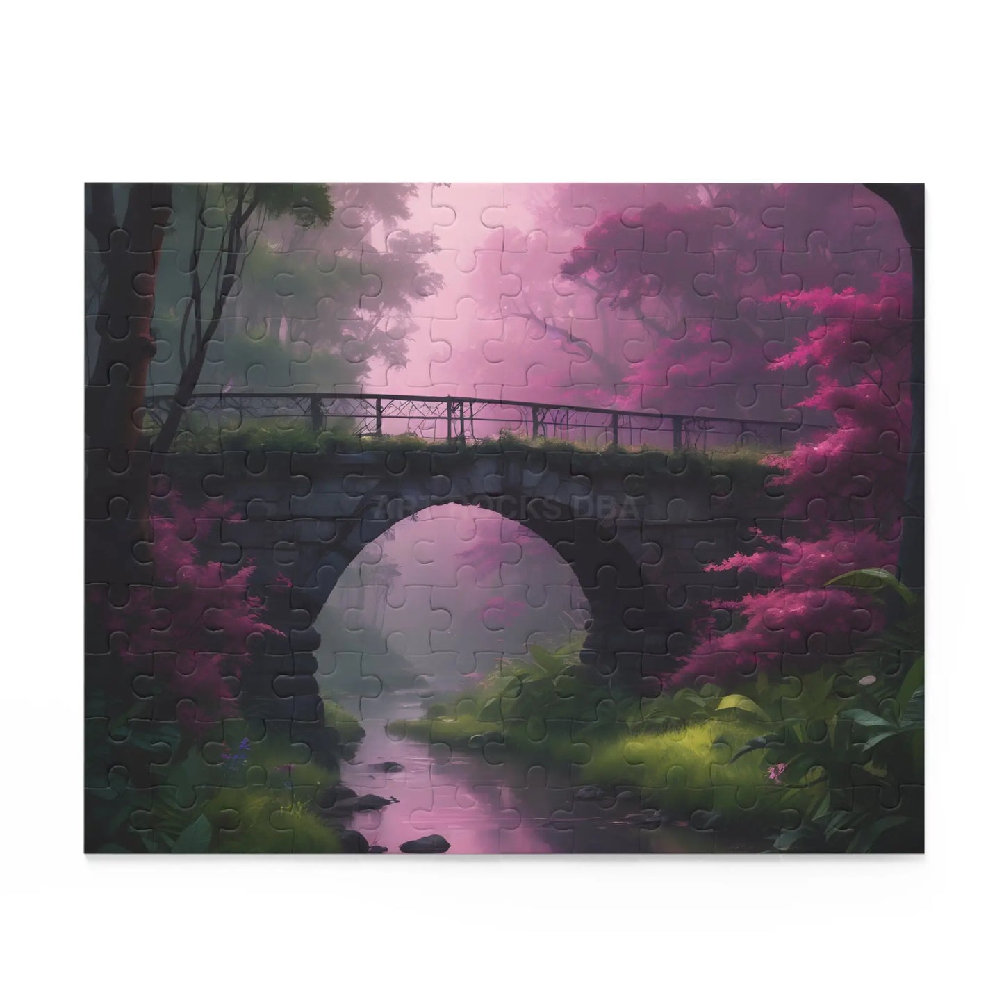 Scenic Pink Bridge Jigsaw Puzzle — (120/252/500 pcs) - Puzzle