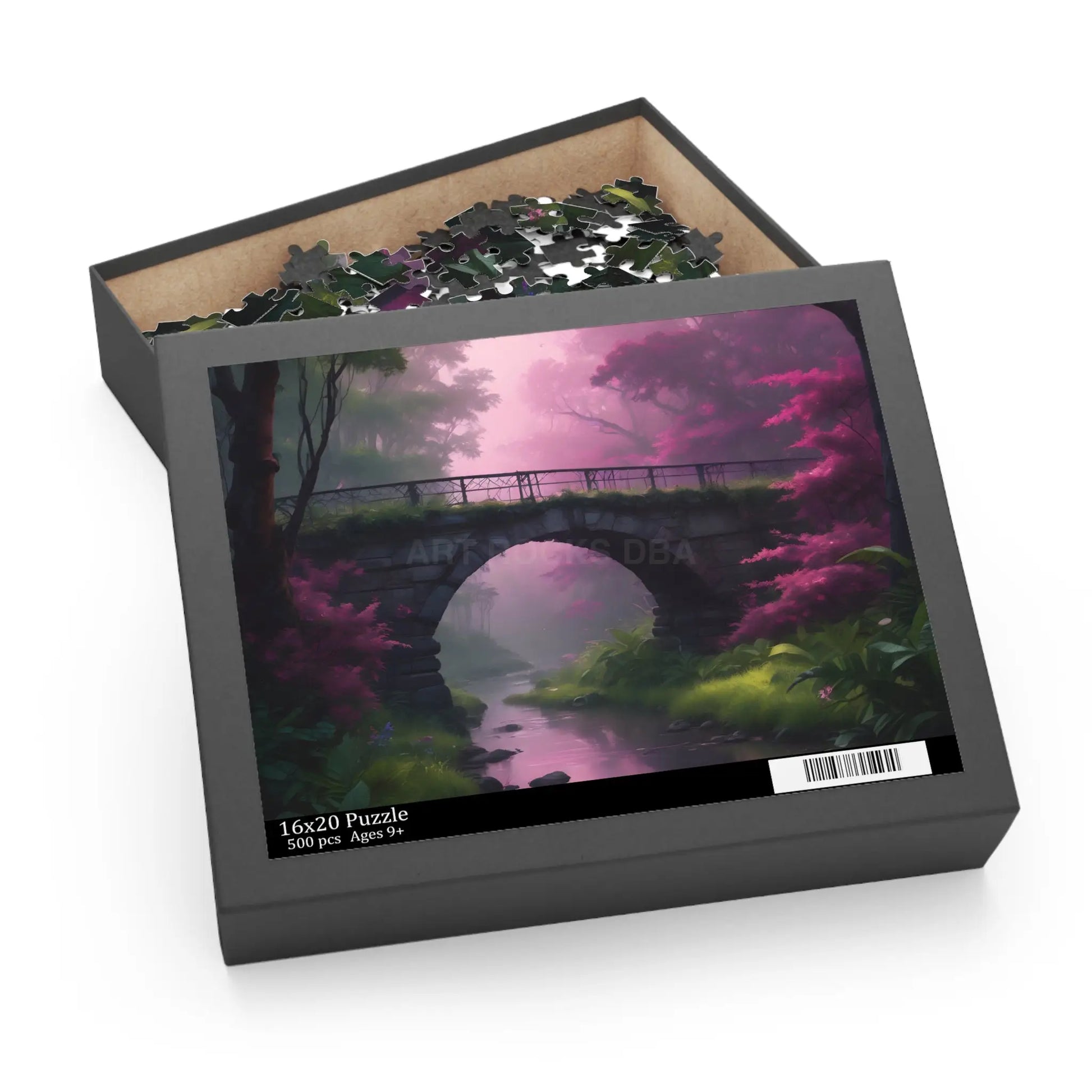 Scenic Pink Bridge Jigsaw Puzzle — (120/252/500 pcs) - Puzzle