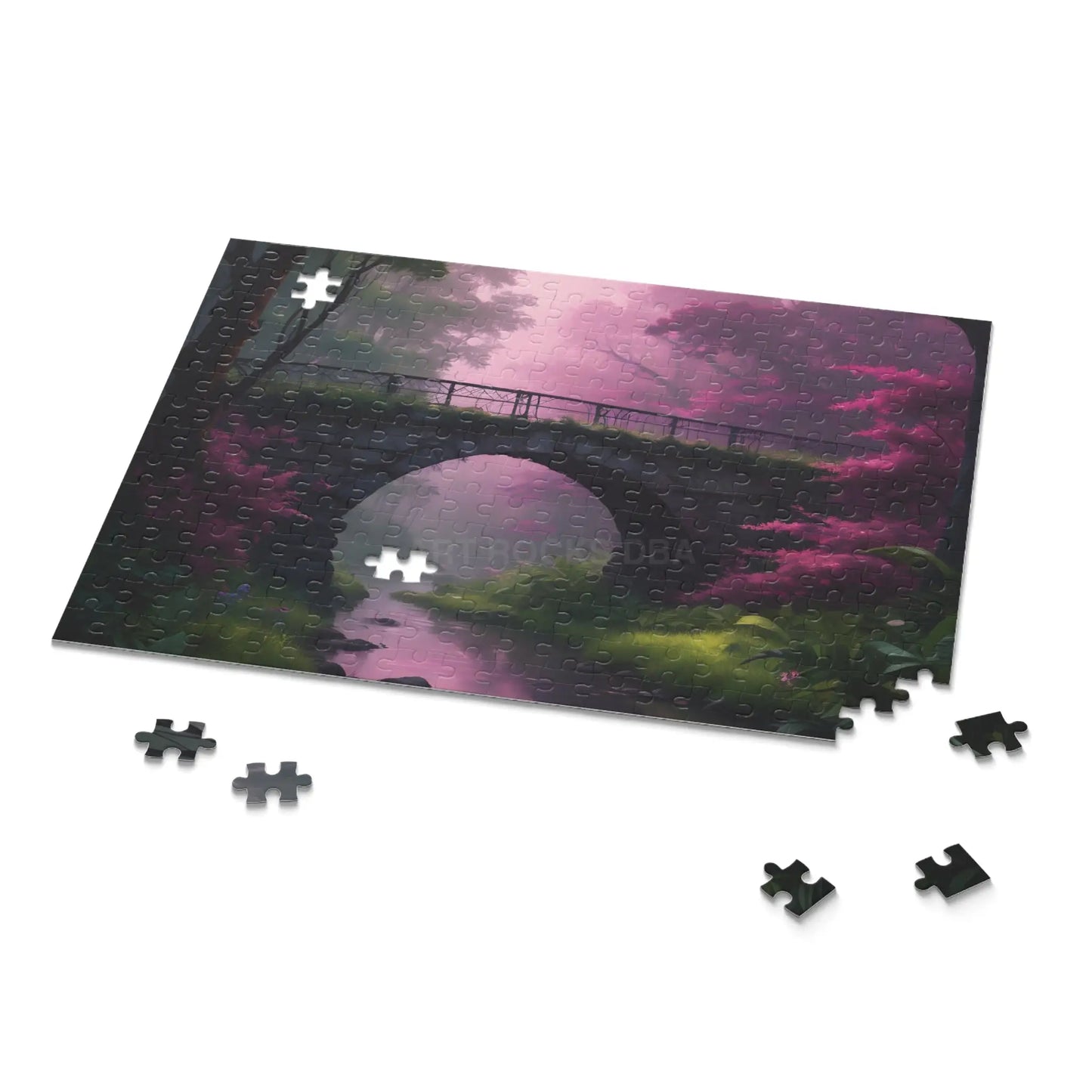Scenic Pink Bridge Jigsaw Puzzle — (120/252/500 pcs) - Puzzle