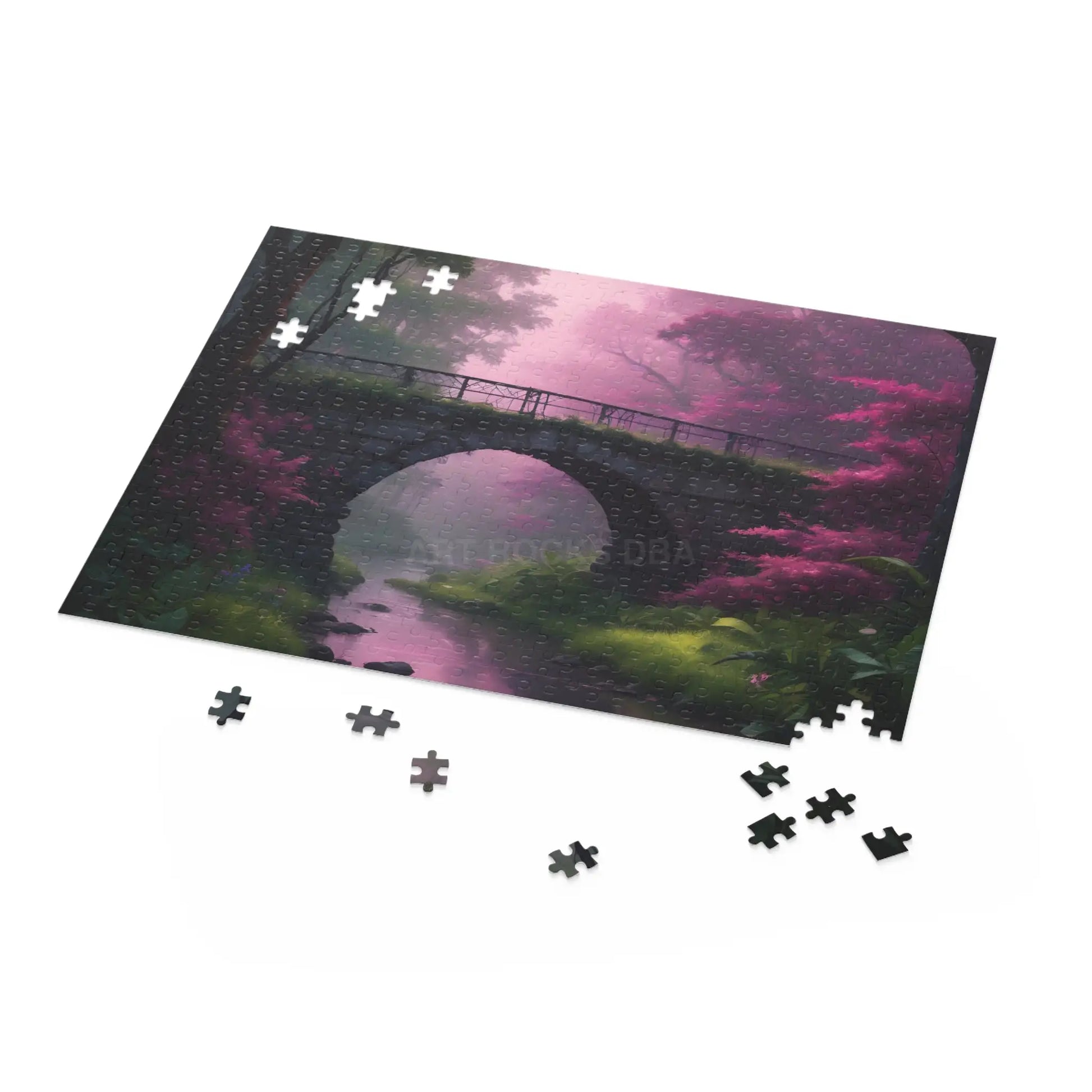 Scenic Pink Bridge Jigsaw Puzzle — (120/252/500 pcs) - Puzzle