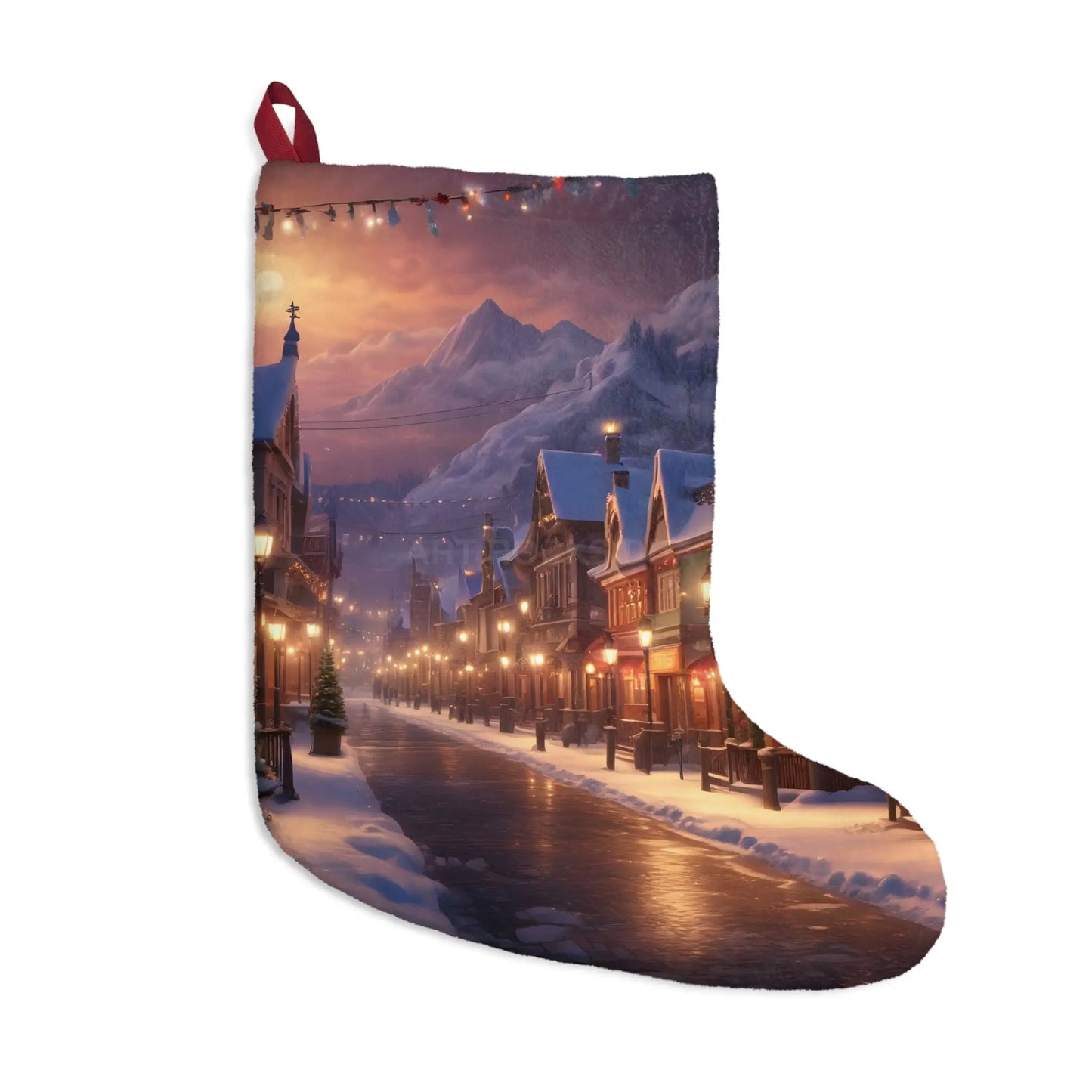 Scenic Snowy Village Christmas Stocking - One size - Home Decor