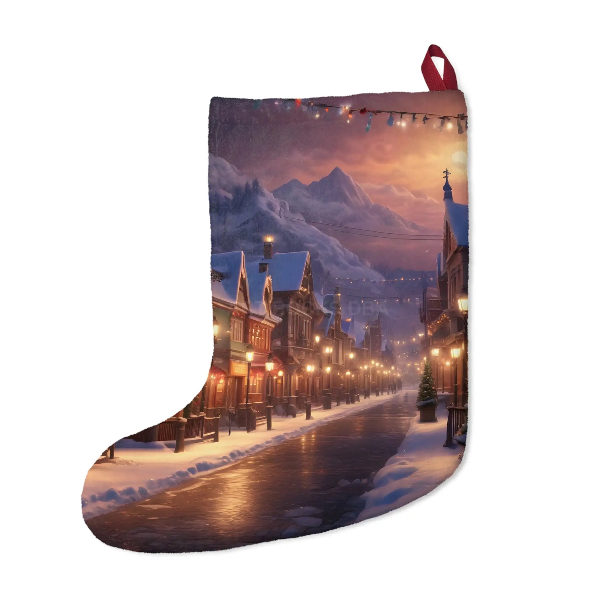 Scenic Snowy Village Christmas Stocking - One size - Home Decor