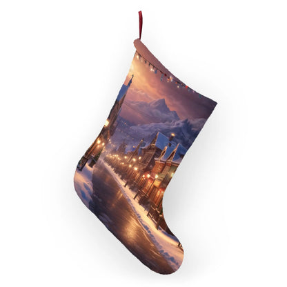 Scenic Snowy Village Christmas Stocking - One size - Home Decor