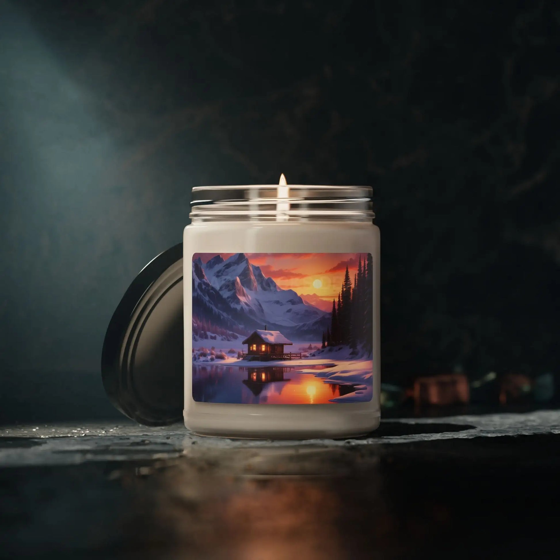 Scenic Sunset at The Winter Cabin Scented Soy Candle Cozy Home Decor Relaxation Gift Aromatherapy Candle Nature Lover’s