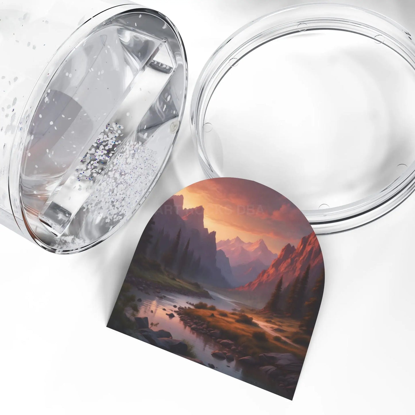 Scenic Sunset Mountain Snow Globe — Handheld Decorative Keepsake - 3.5’’ × 3.4’’ - Home Decor