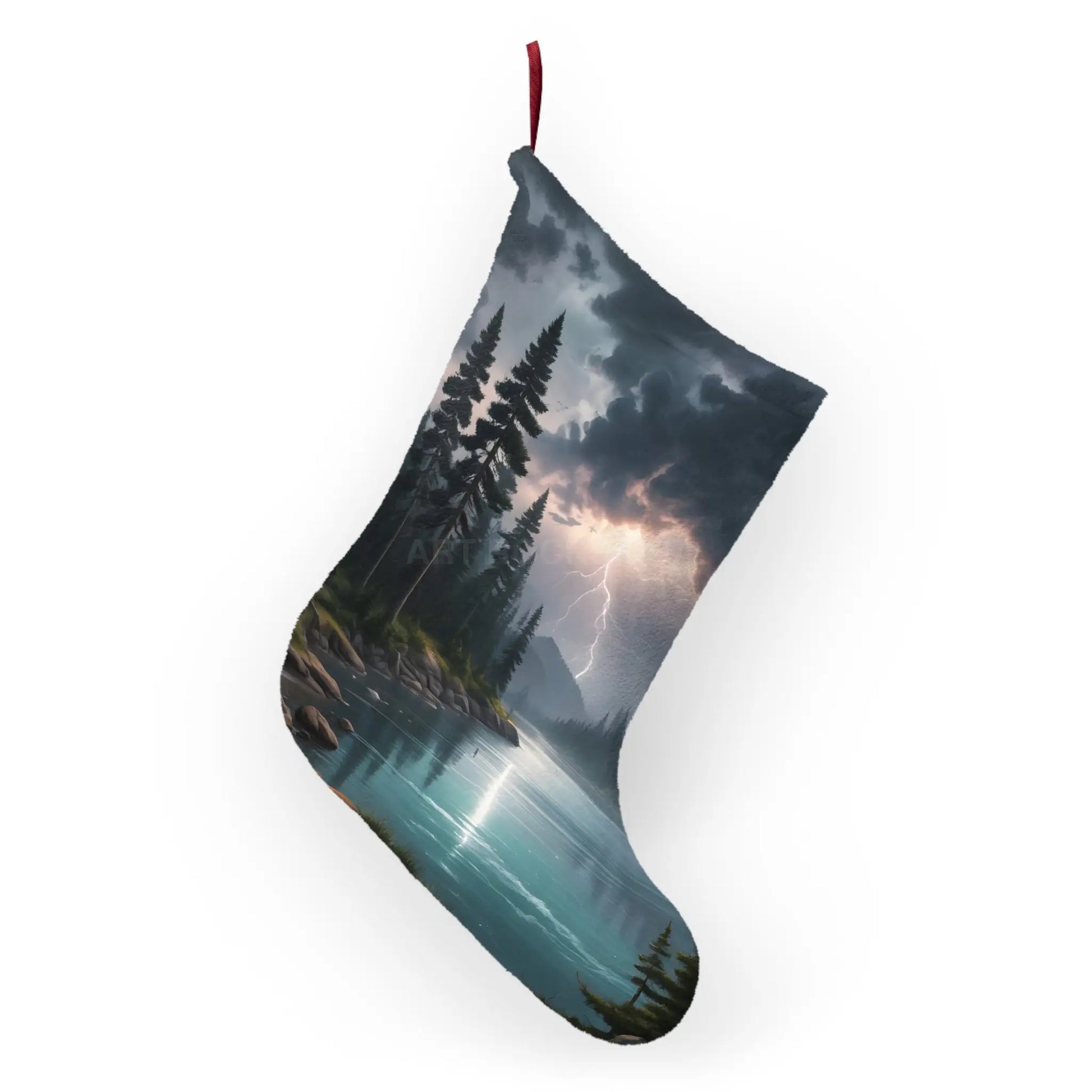Scenic Thunderstorm Lake Christmas Stocking - One size - Home Decor
