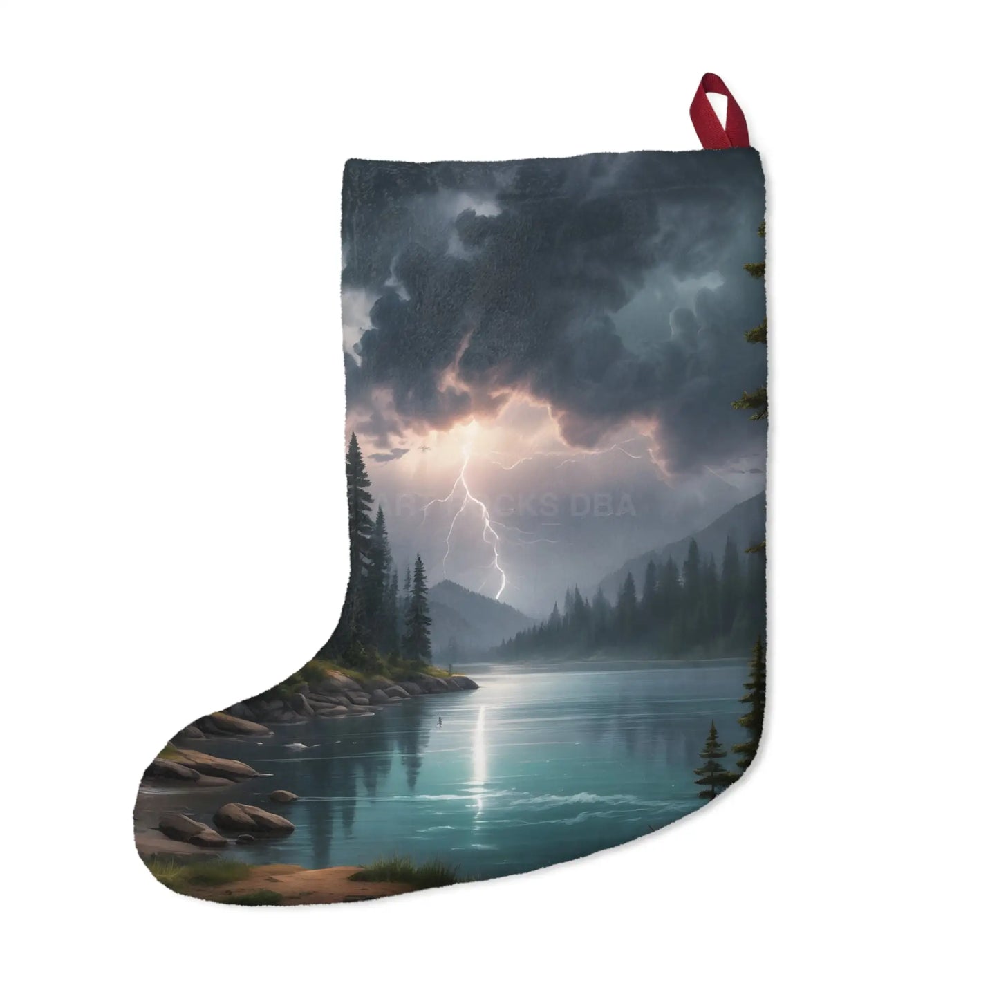 Scenic Thunderstorm Lake Christmas Stocking - One size - Home Decor