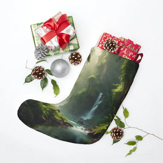 Scenic Waterfall Christmas Stocking - One size - Home Decor