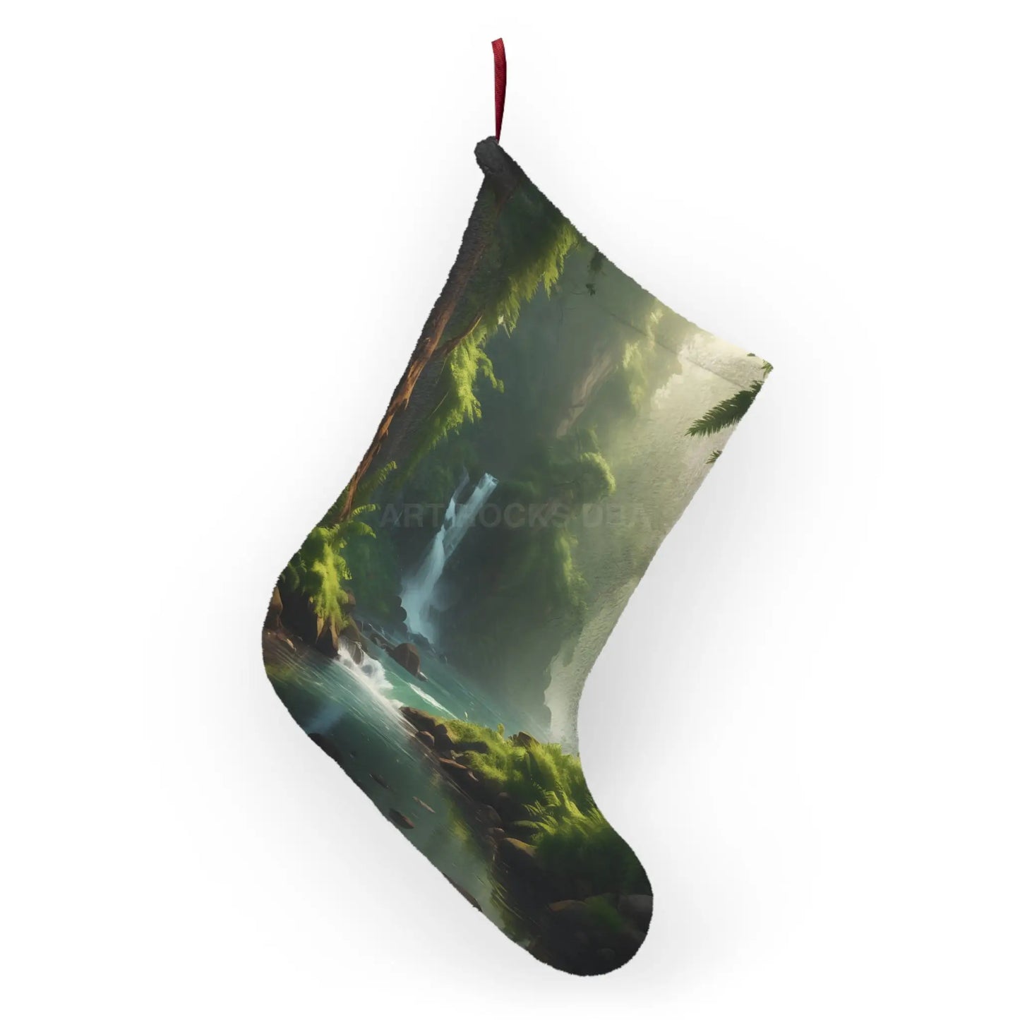 Scenic Waterfall Christmas Stocking - One size - Home Decor
