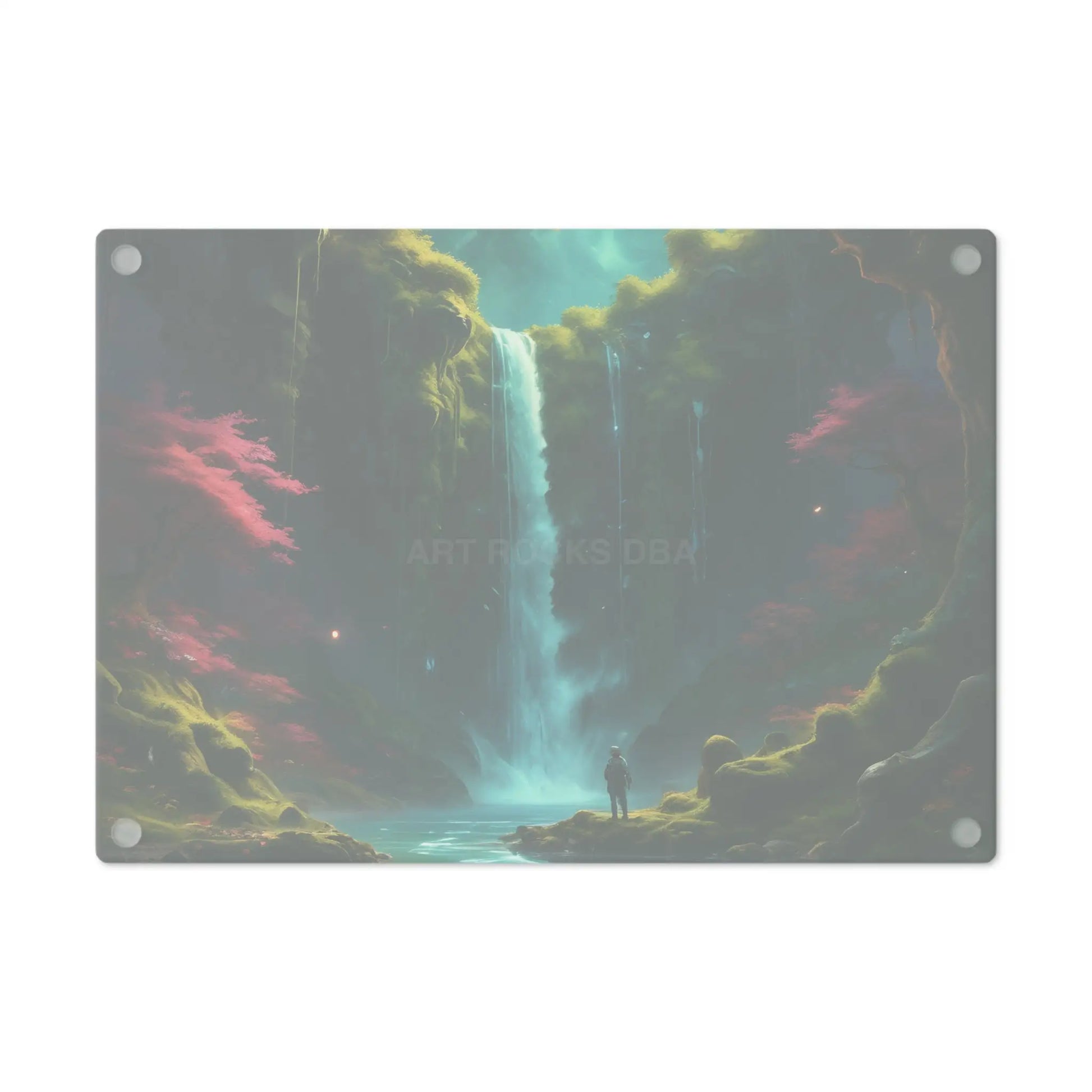 Scenic Waterfall Cutting Board – Fantasy Forest Landscape Kitchen Board - Home Decor