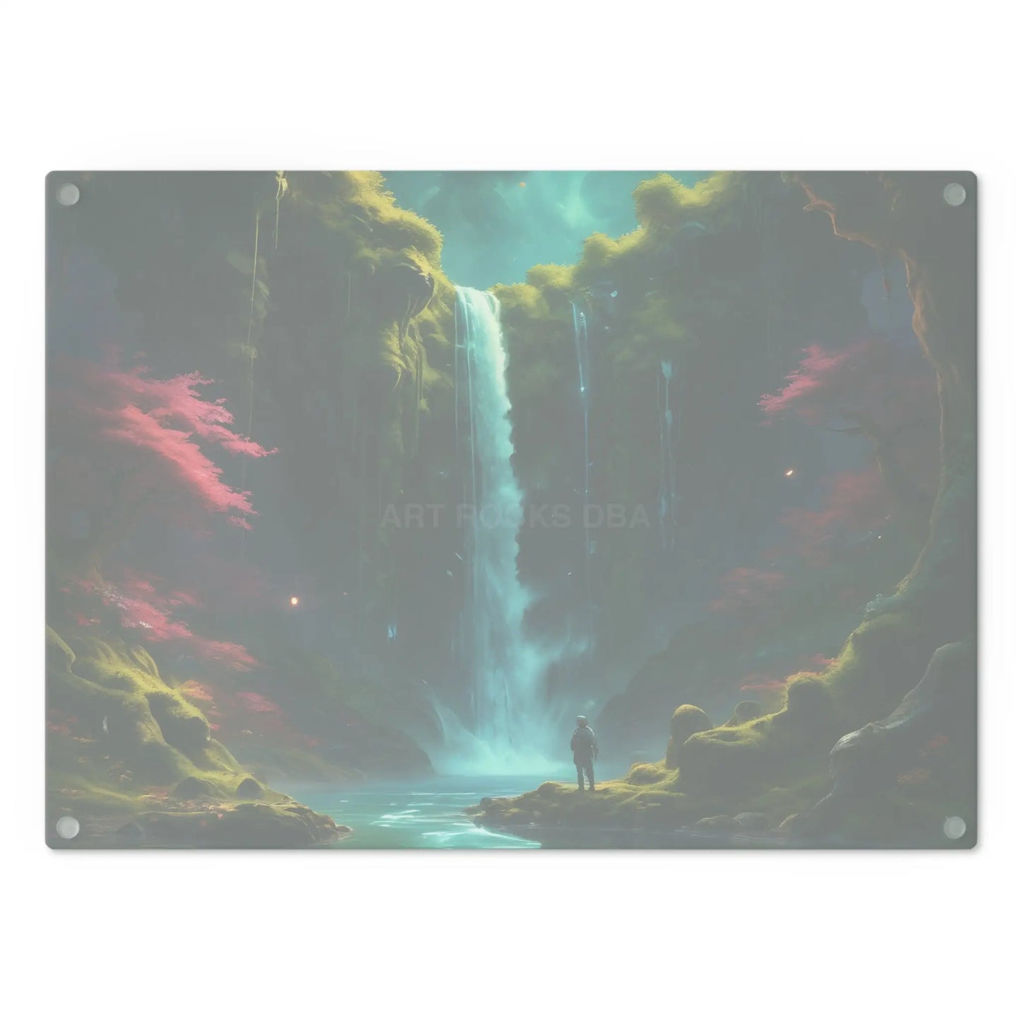 Scenic Waterfall Cutting Board – Fantasy Forest Landscape Kitchen Board - Home Decor