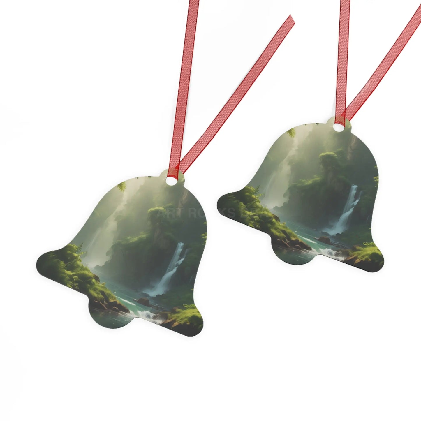 Scenic Waterfall Forest Metal Ornament - Home Decor