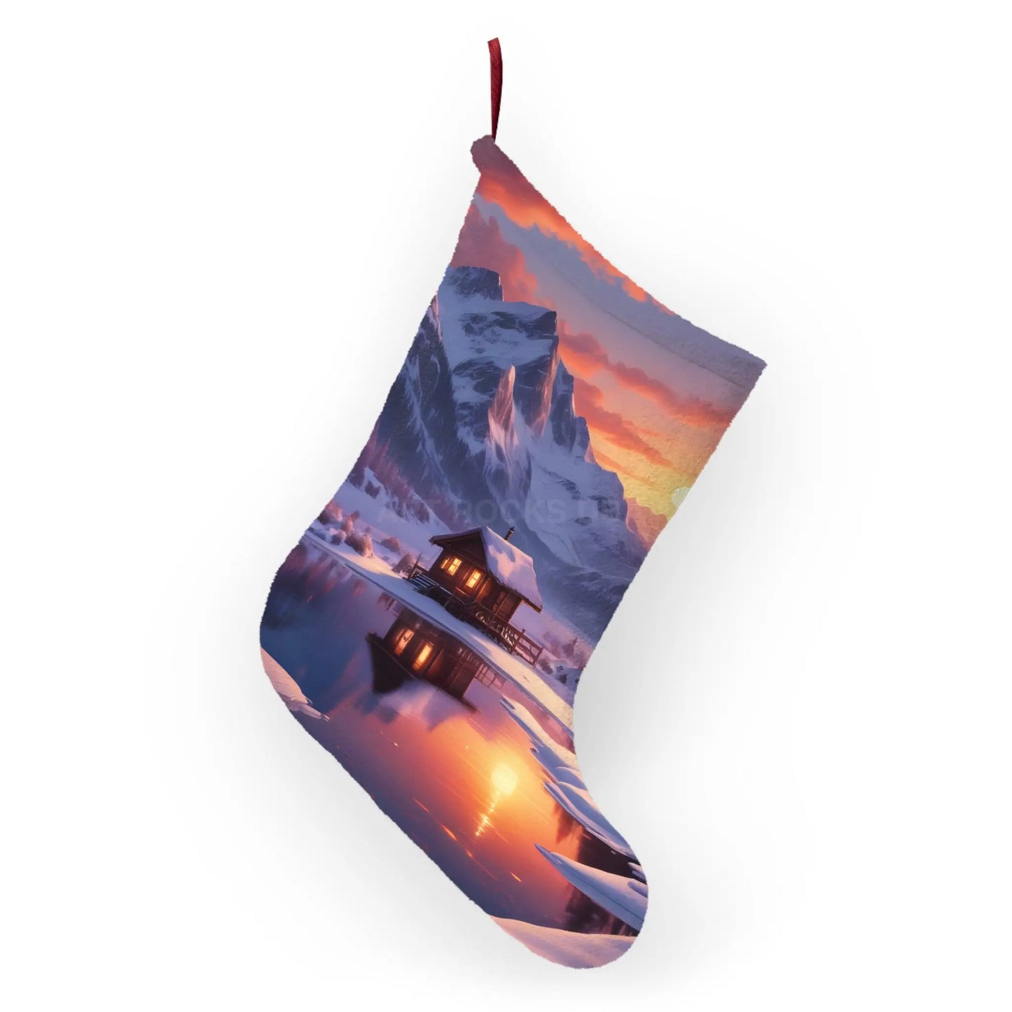 Scenic Winter Cabin Christmas Stocking - One size - Home Decor