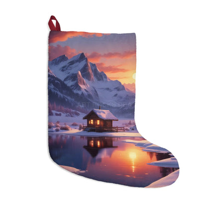 Scenic Winter Cabin Christmas Stocking - One size - Home Decor