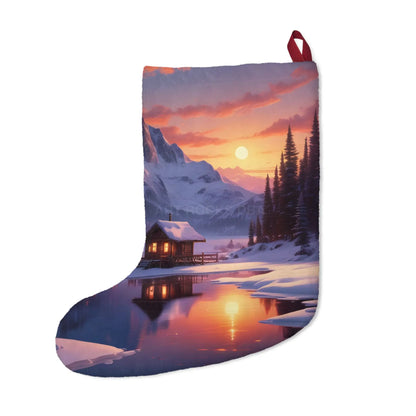 Scenic Winter Cabin Christmas Stocking - One size - Home Decor