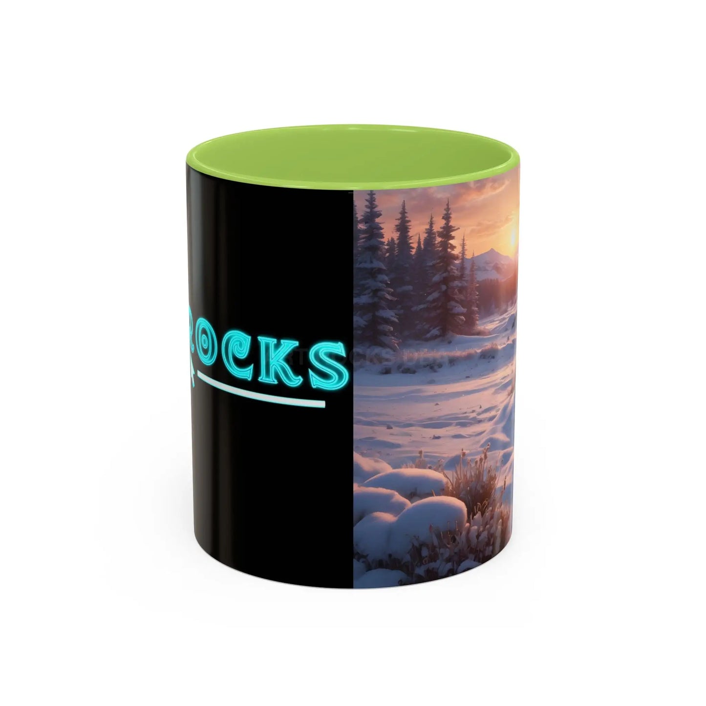 Scenic Winter Sunrise Coffee Mug - 11oz / Light Green - Mug