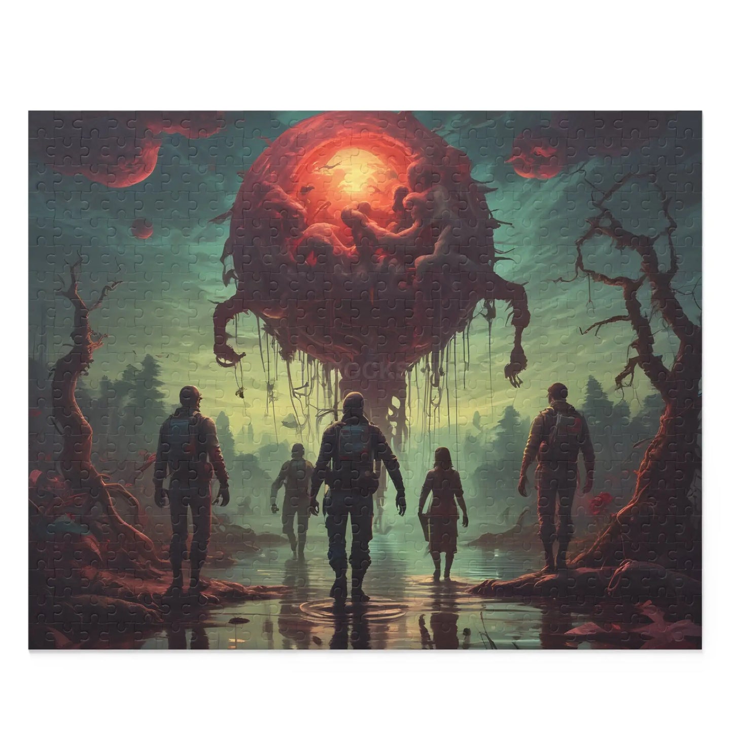 Sci‑Fi Adventure Puzzle — Explorers Facing Floating Alien Sphere (120/252/500‑Piece) - 20’’ × 16’’ (500 pcs) - Puzzle