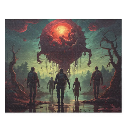 Sci‑Fi Adventure Puzzle — Explorers Facing Floating Alien Sphere (120/252/500‑Piece) - 20’’ × 16’’ (500 pcs) - Puzzle