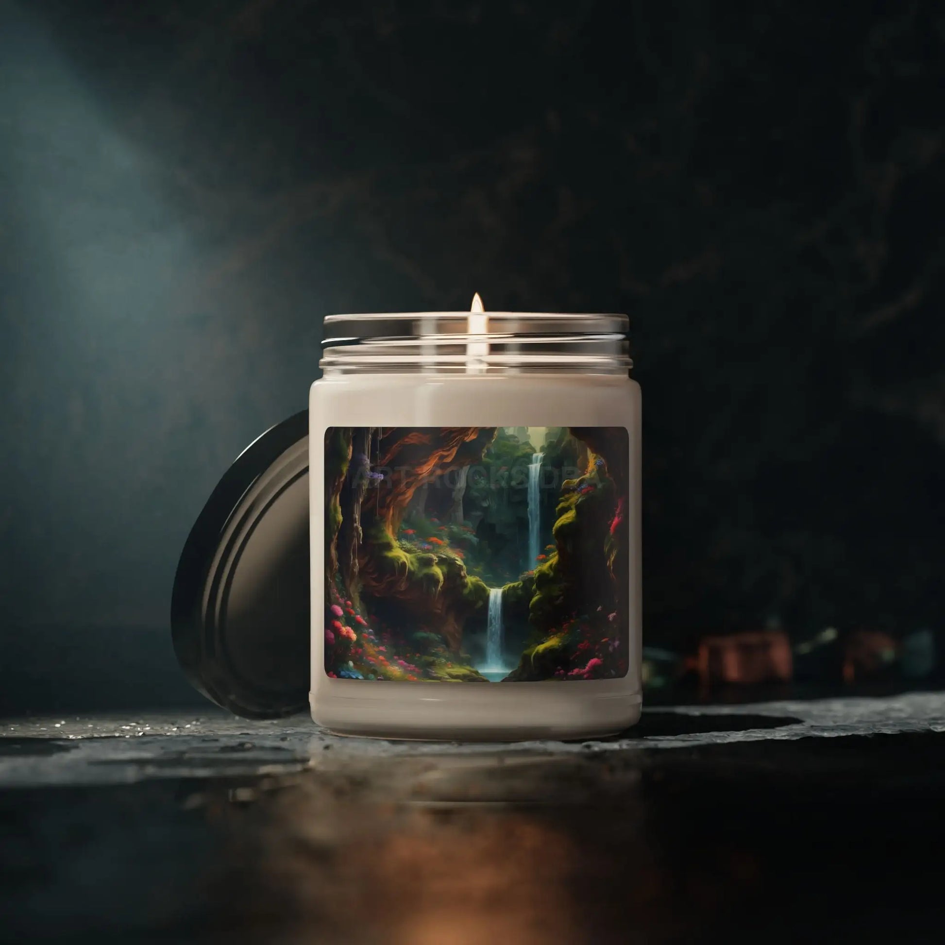 Secret Waterfall Cave Scented Soy Candle | Eco-Friendly Aromatherapy Relaxing Home Decor Gift for Her Office Scent Spa