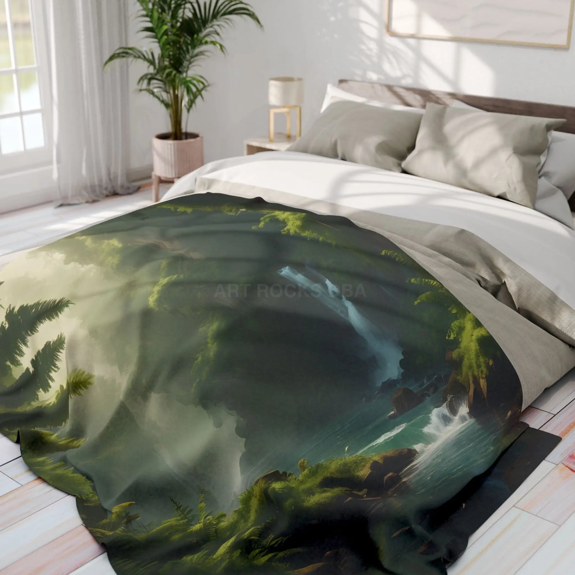 Serene Fern Forest Fleece Blanket - Cozy Home Decor Nature Lover Gift Outdoor Vibes Relaxation Companion Snug Throw