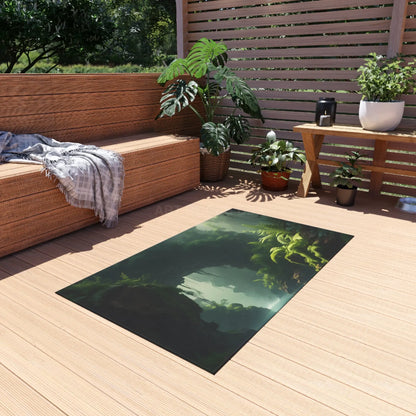 Serene Fern Jungle Outdoor Rug Nature-Inspired Patio Decor Boho Outdoor Mat Perfect for Picnics Garden Parties