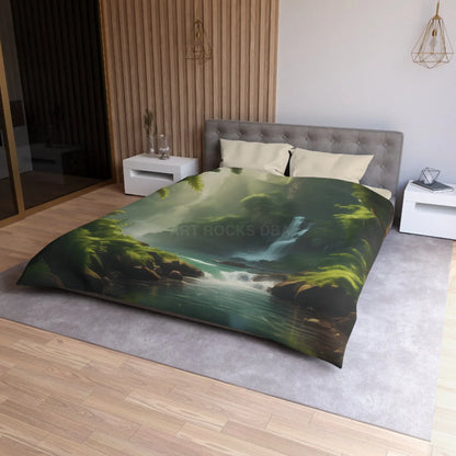 Serene Fern Nature Microfiber Duvet Cover | Boho Bedroom Decor Eco-Friendly Bedding Relaxing Home Textile Gift