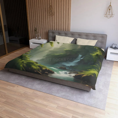 Serene Fern Nature Microfiber Duvet Cover | Boho Bedroom Decor Eco-Friendly Bedding Relaxing Home Textile Gift