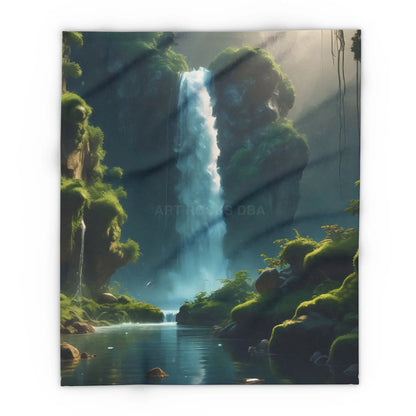 Serene Fern Waterfall Arctic Fleece Blanket - 50’’ × 60’’ - Home Decor