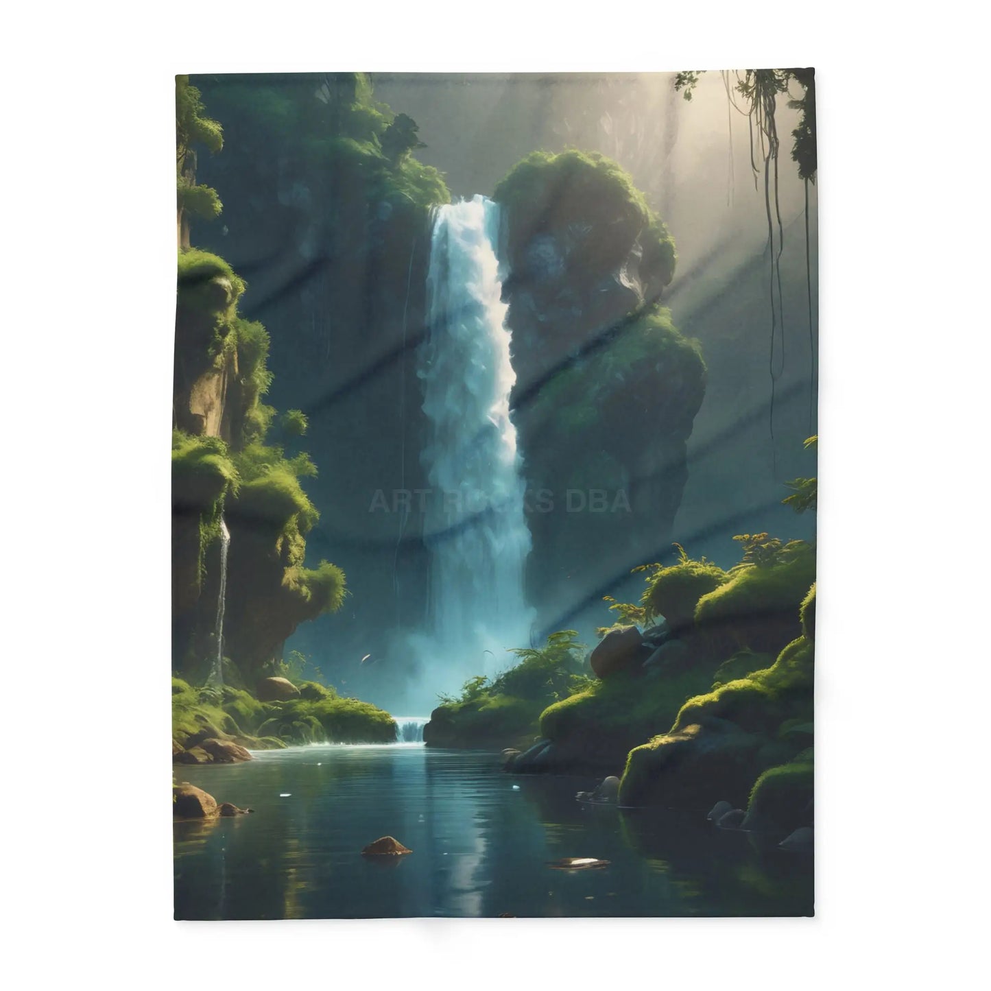 Serene Fern Waterfall Arctic Fleece Blanket - 60’’ × 80’’ - Home Decor