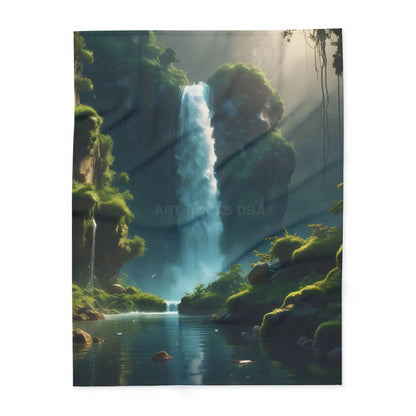 Serene Fern Waterfall Arctic Fleece Blanket - 60’’ × 80’’ - Home Decor