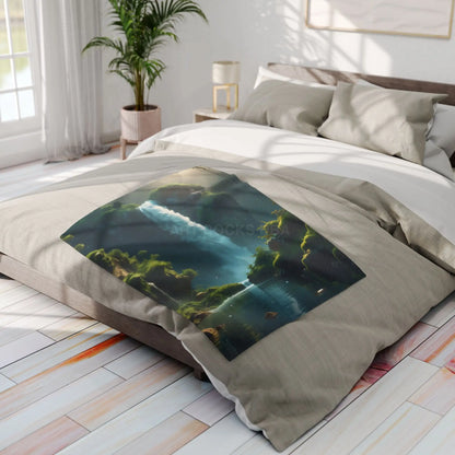 Serene Fern Waterfall Arctic Fleece Blanket - Home Decor