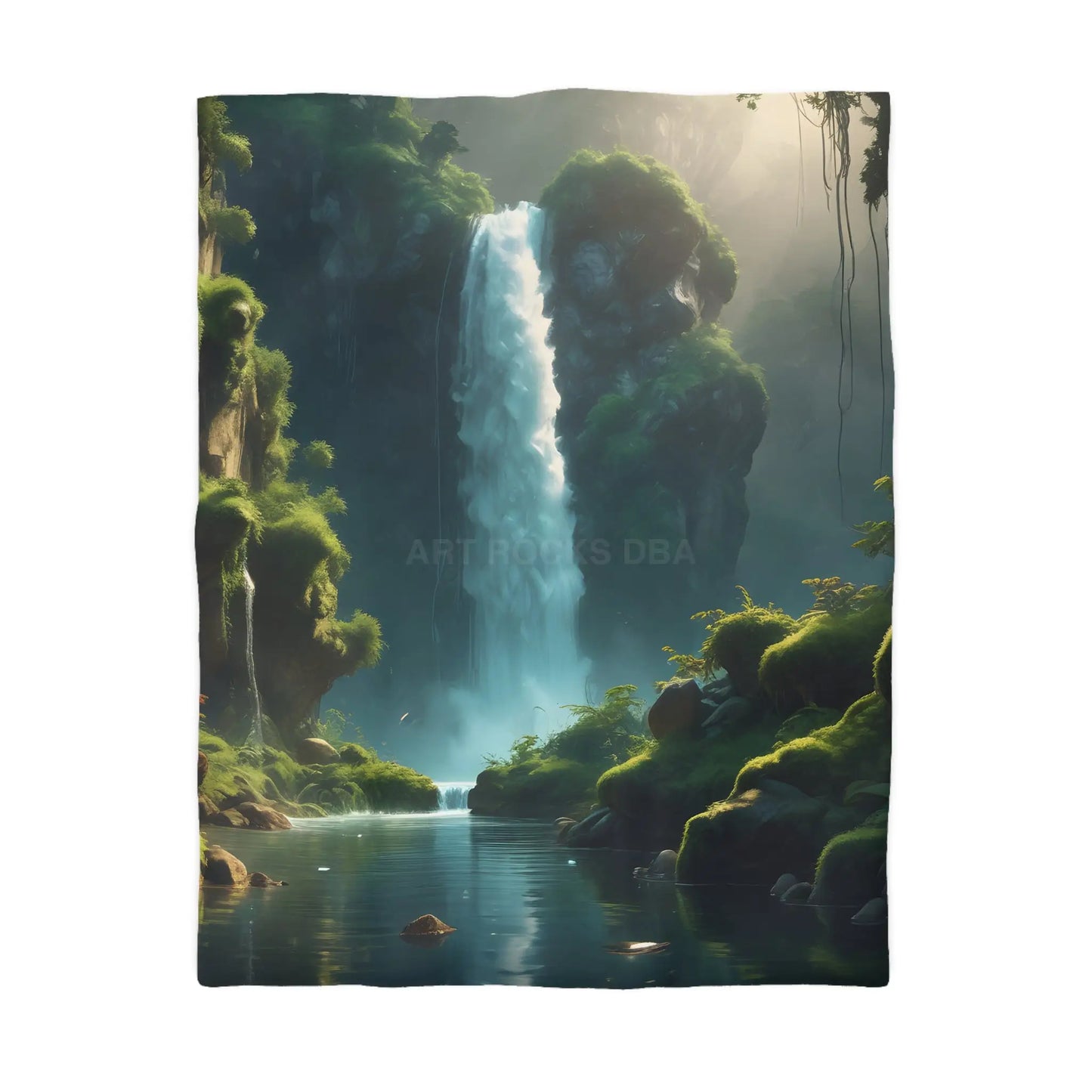 Serene Fern Waterfall Microfiber Duvet Cover - Dreamy Nature Bedding - Twin / White - Home Decor