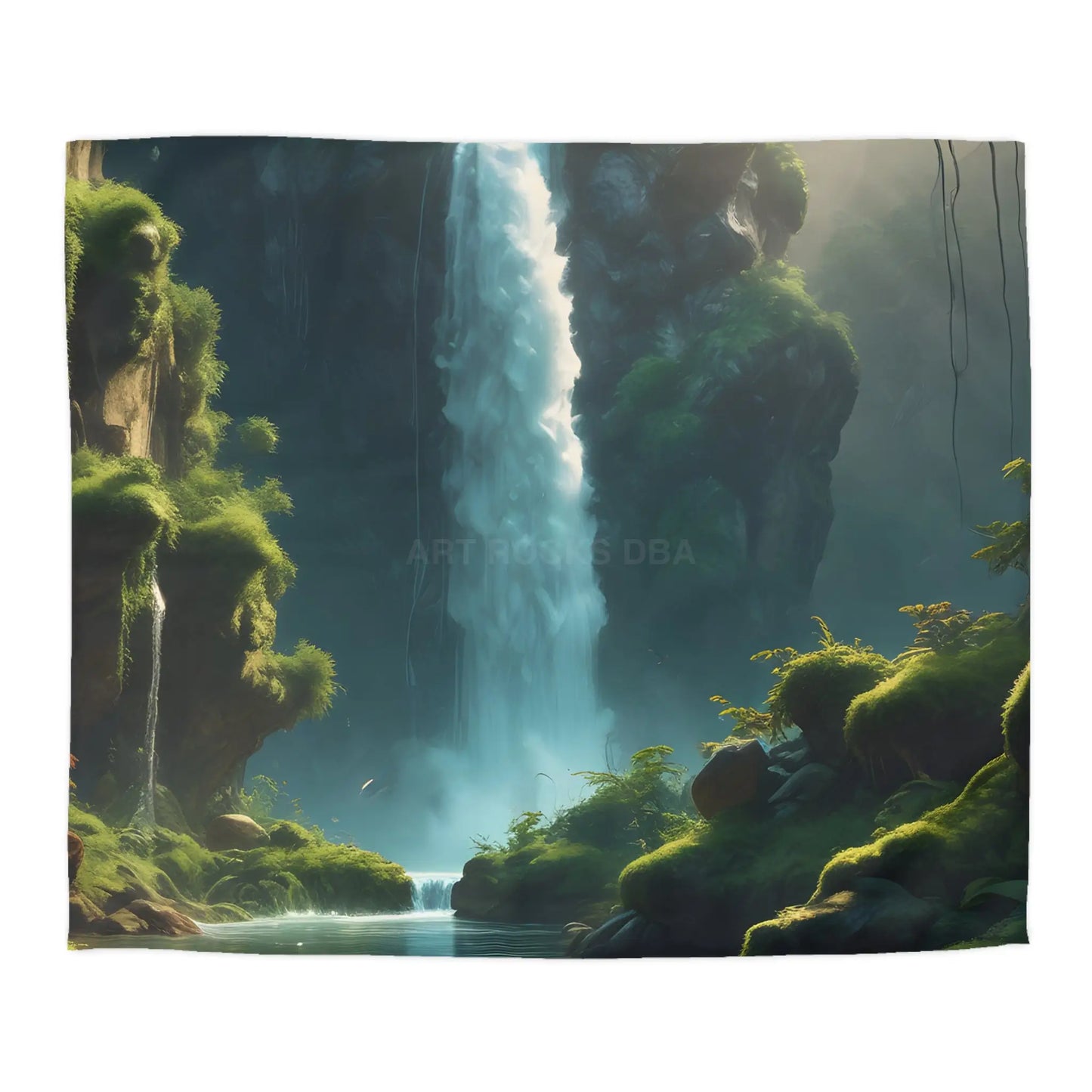 Serene Fern Waterfall Microfiber Duvet Cover - Dreamy Nature Bedding - King / Cream - Home Decor