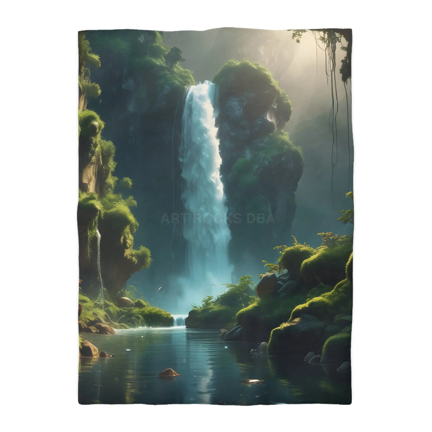 Serene Fern Waterfall Microfiber Duvet Cover - Dreamy Nature Bedding - Twin XL / White - Home Decor