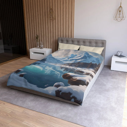Serene Glacial Wintry Mountain Landscape Microfiber Duvet Cover - Home Decor
