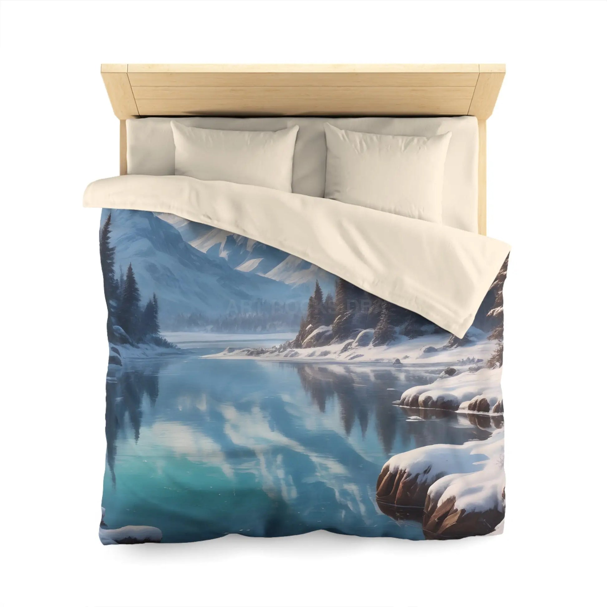 Serene Glacial Wintry Mountain Landscape Microfiber Duvet Cover - Home Decor