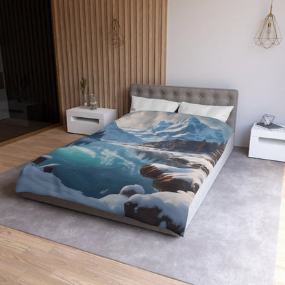 Serene Glacial Wintry Mountain Landscape Microfiber Duvet Cover - Home Decor