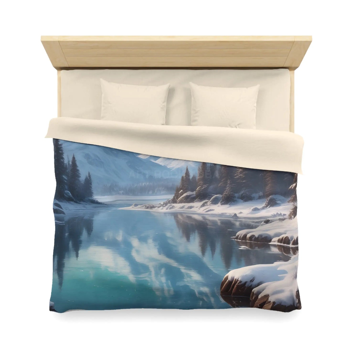 Serene Glacial Wintry Mountain Landscape Microfiber Duvet Cover - Home Decor
