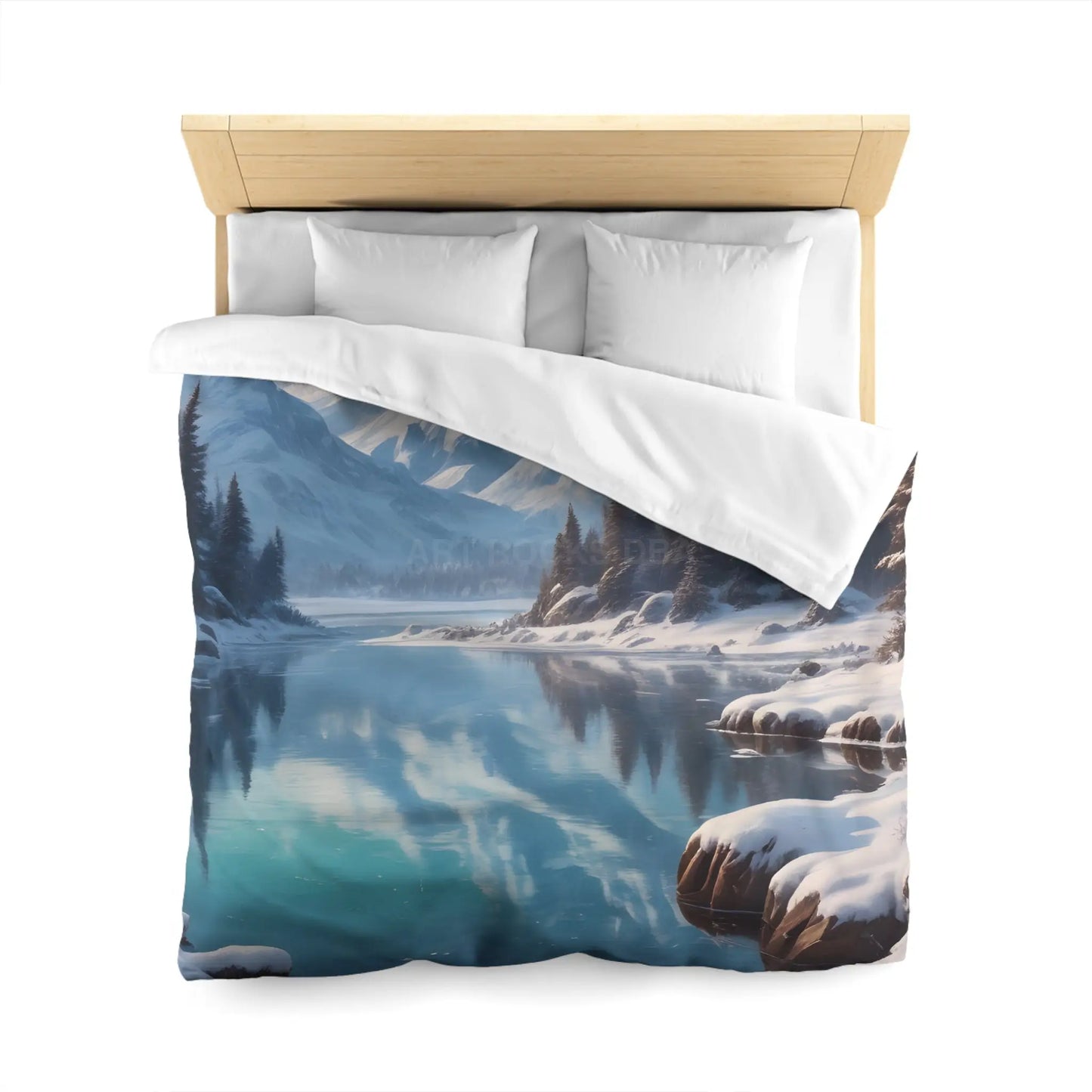 Serene Glacial Wintry Mountain Landscape Microfiber Duvet Cover - Home Decor