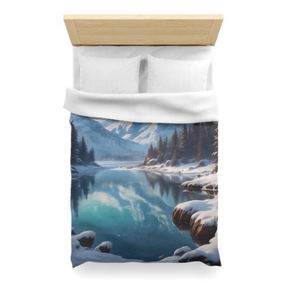 Serene Glacial Wintry Mountain Landscape Microfiber Duvet Cover - Home Decor