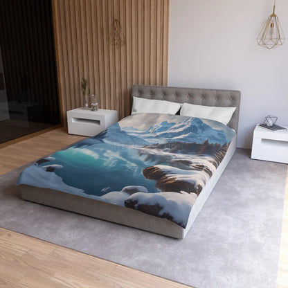 Serene Glacial Wintry Mountain Landscape Microfiber Duvet Cover - Home Decor