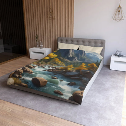 Serene Golden Aspen Landscape Microfiber Duvet Cover Cozy Bedroom Decor Boho Bedding Gift for Nature Lovers Autumn Home