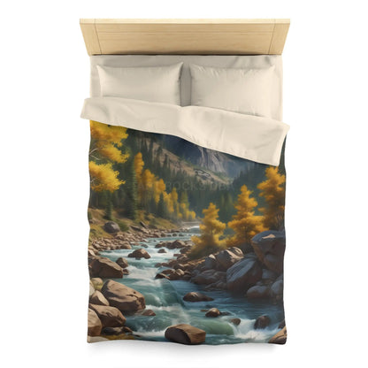 Serene Golden Aspen Landscape Microfiber Duvet Cover Cozy Bedroom Decor Boho Bedding Gift for Nature Lovers Autumn Home