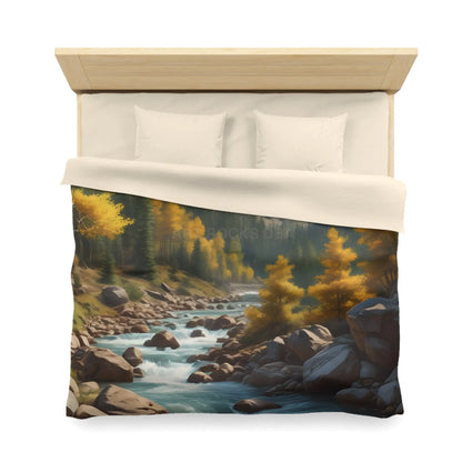 Serene Golden Aspen Landscape Microfiber Duvet Cover Cozy Bedroom Decor Boho Bedding Gift for Nature Lovers Autumn Home
