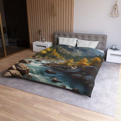 Serene Golden Aspen Landscape Microfiber Duvet Cover Cozy Bedroom Decor Boho Bedding Gift for Nature Lovers Autumn Home