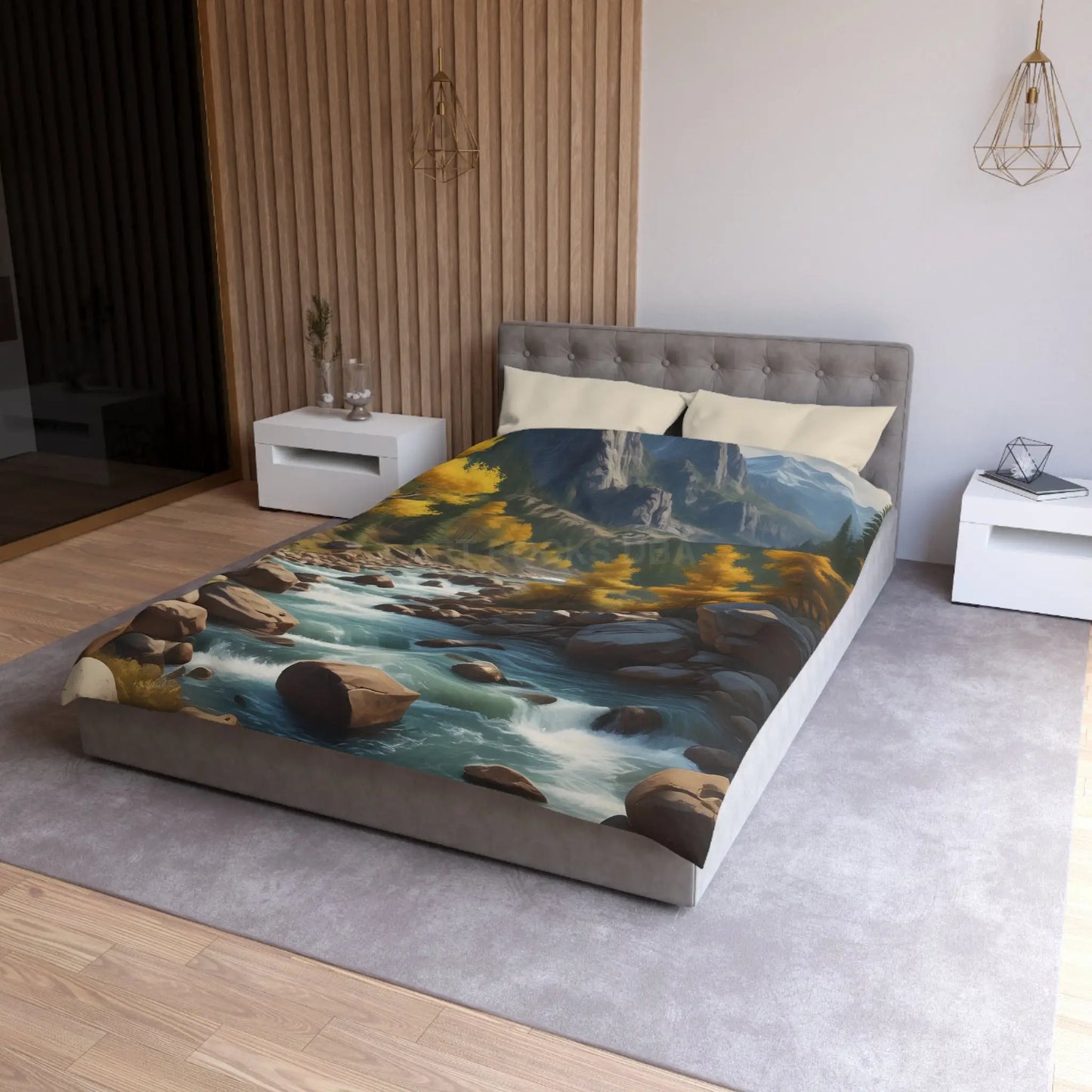 Serene Golden Aspen Landscape Microfiber Duvet Cover Cozy Bedroom Decor Boho Bedding Gift for Nature Lovers Autumn Home