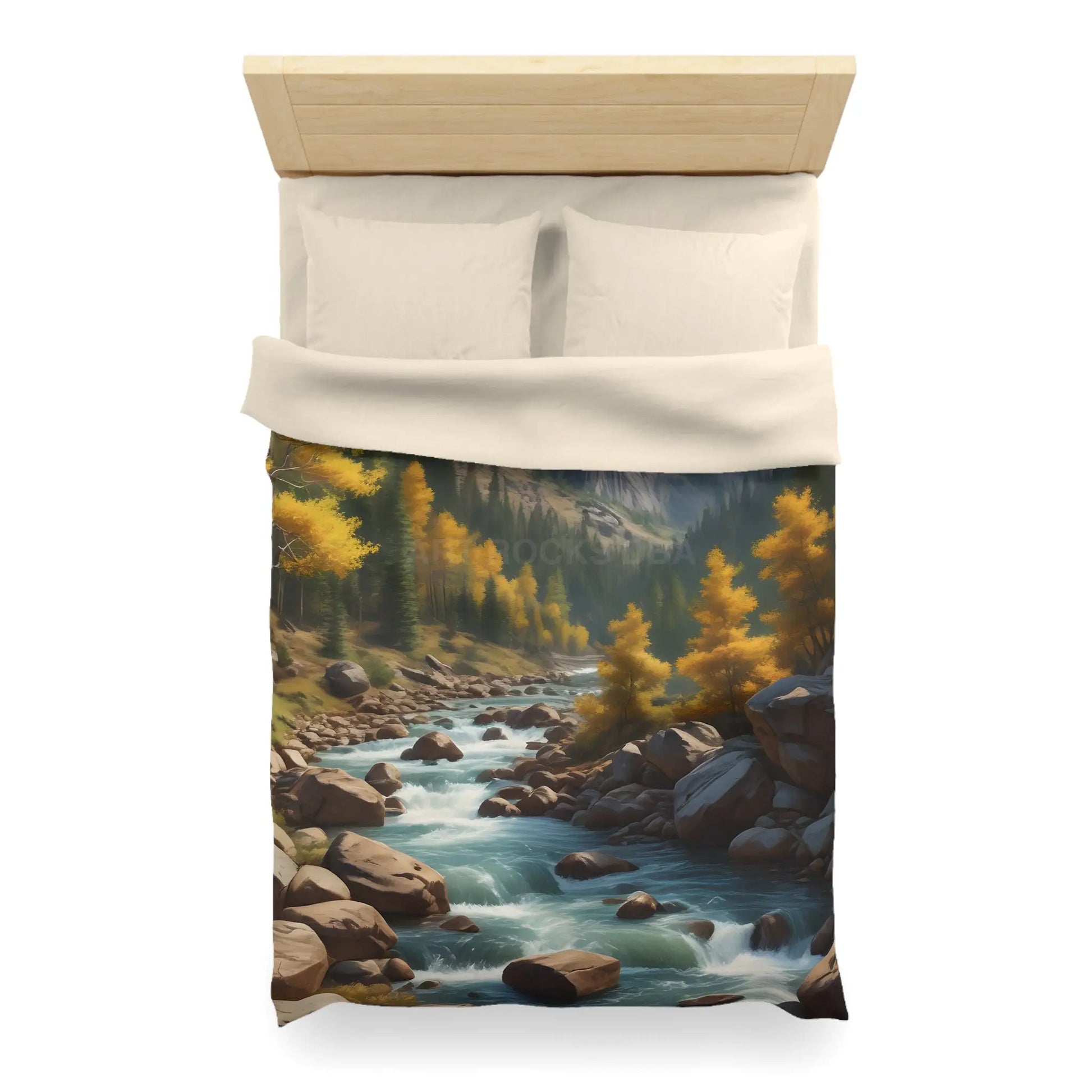 Serene Golden Aspen Landscape Microfiber Duvet Cover Cozy Bedroom Decor Boho Bedding Gift for Nature Lovers Autumn Home