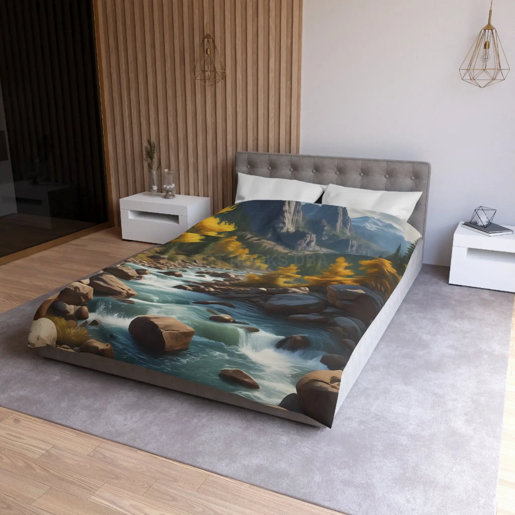 Serene Golden Aspen Landscape Microfiber Duvet Cover Cozy Bedroom Decor Boho Bedding Gift for Nature Lovers Autumn Home