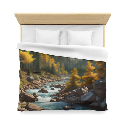 Serene Golden Aspen Landscape Microfiber Duvet Cover Cozy Bedroom Decor Boho Bedding Gift for Nature Lovers Autumn Home